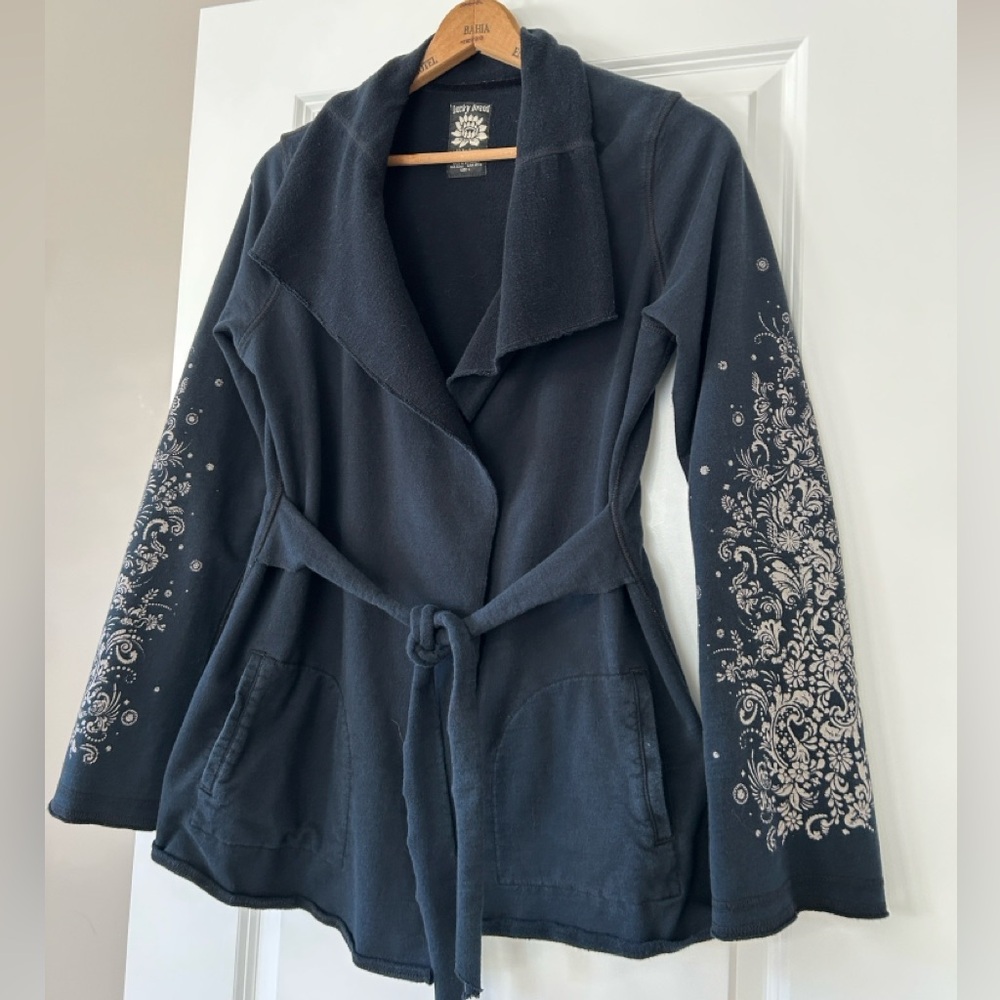 Lucky Brand Jingo Wrap Jacket/Kimono w Pockets, Bell Sleeves Lg w MEASUREMENTS